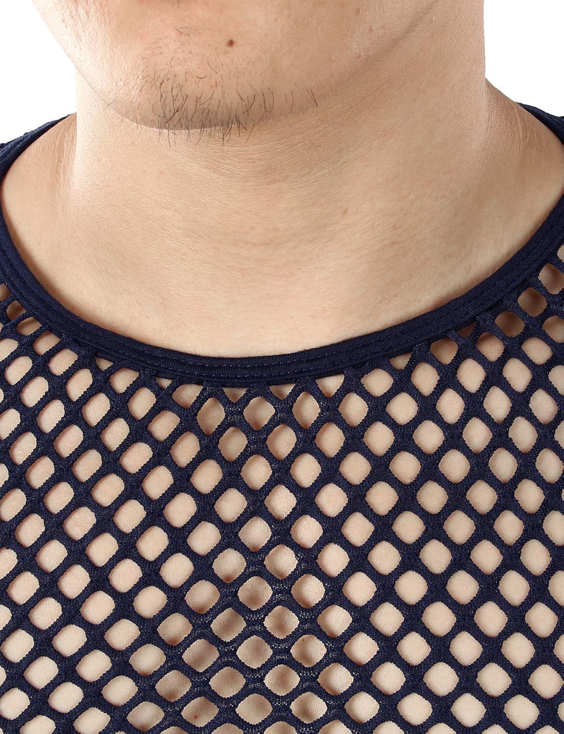 JOGAL Herren Muskel Transparent Shirts Langarm Netz Unterhemd