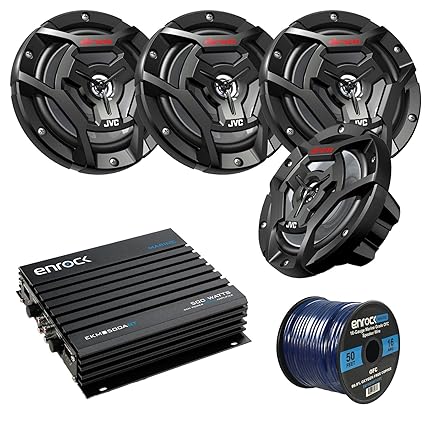  Marine Speaker And Amp Package 4x Jvc Cs