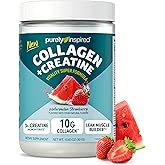 Purely Inspired Collagen and Creatine Powder, Watermelon Strawberry - 10g Collagen & 3g Creatine Builds Lean Muscle - Flavored Drink Mix with Key Electrolytes - Gluten-Free & Zero Sugar