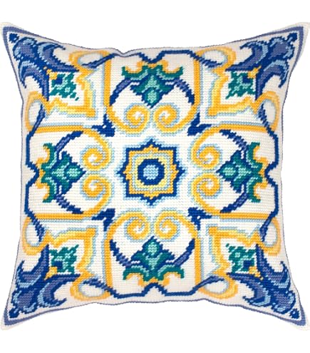 Kit de canevas floral pour adultes et débutants - Windrush. Hazelnut par William Morris 16″ × 16″ (40,6 × 40,6 cm) avec motif imprimé clair et précis