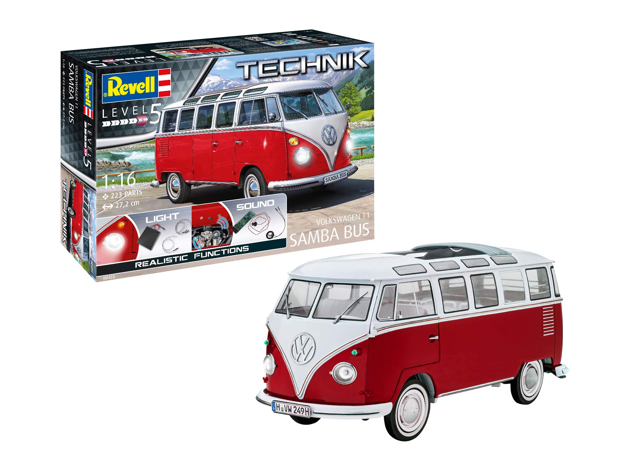 Revell 00455 Technik 1:16 - VW T1 Samba Bus Plastic model kit, Blue