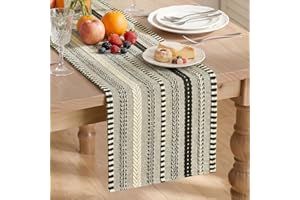 Artoid Mode Black Farmhouse Woven Table Runner, Seasonal Holiday Rustic Kitchen Dining Table Decoration for Home Party Decor 