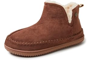Dearfoams Men's Memory Foam Indoor House Slippers Brixen Ankle Boot House Shoes - Gifts for Men