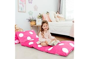 Butterfly Craze Floor Pillow Case, Mattress Bed Lounger Cover, Polka Hot Pink, Queen Size - Cozy Seating Solution for Kids & Adults, Recliner Cushion, for Reading, TV Time (Pillow Not Included)
