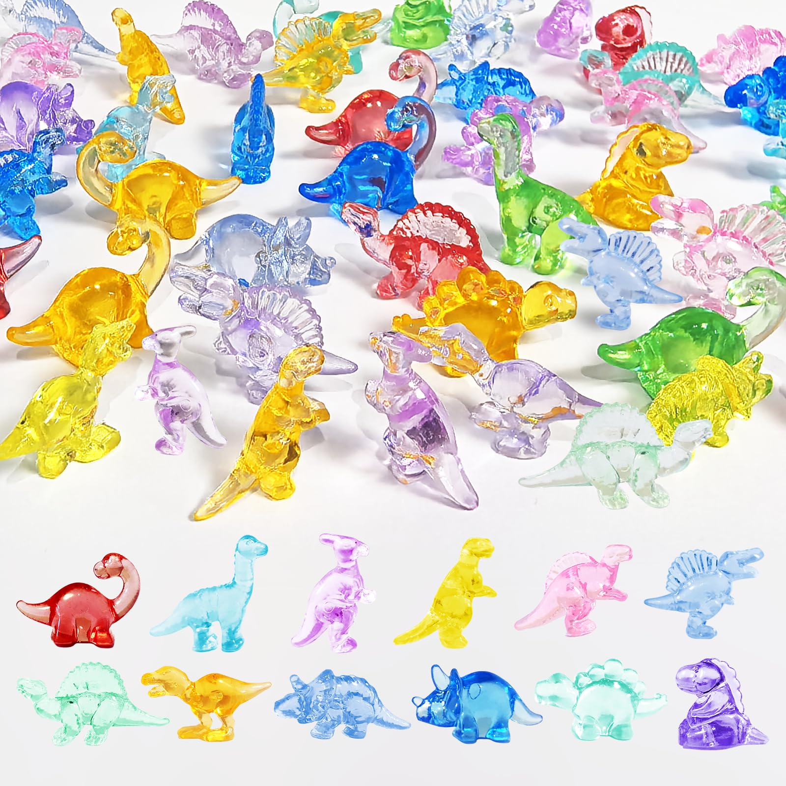 Photo 1 of 140+ Pcs Mini Resin Dinosaur Figures Tiny Acrylic Plastic Bulk Crafts Small Animals to Hide Figurines Vases Little Fillers Micro Landscape Decorations 12 Styles