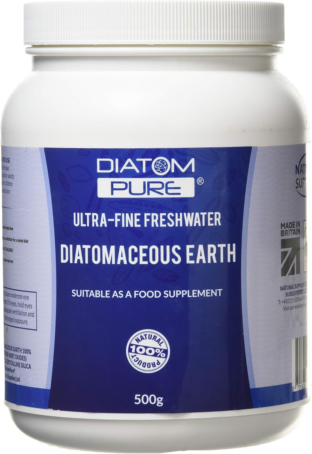 Diatomaceous Earth 500g (Fresh Water Food Grade) by DiatomPure Human, 500 g (Pack of 1)