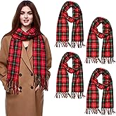 Tivi Tovo 4, 8, 12 Pcs Christmas Plaid Scarfs Bulk Scottish Tartan Plaid Luxurious Winter Checked Scarfs for Women Men Gifts
