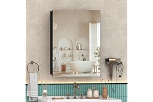 Umeiga Medicine Cabinet Mirror with Storage, Pre-Assembled Medicine Cabinets for Bathroom, Recessed or Surface Mount Large Bl