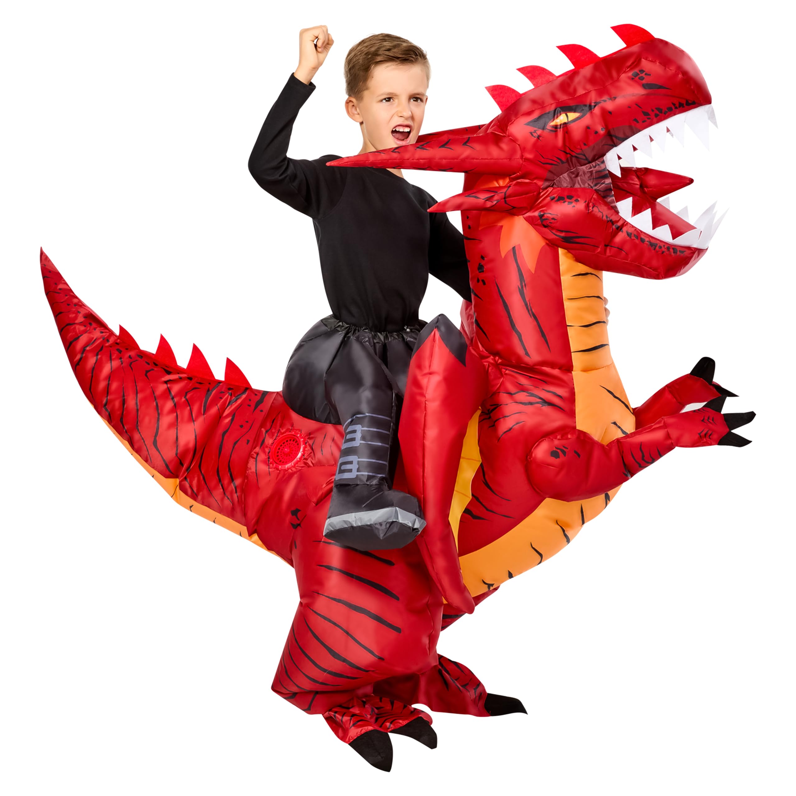 Photo 1 of Rubies Fun Inflatable Red Dragon Kids Ride-On Costume with Battery Powered Fan, One Size