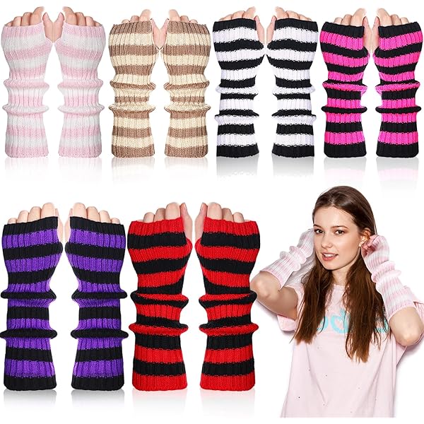 Accessoire Lolita Fashion Lot De 5 Paires De Gants Sans Doigts Kawaii Kotkiddy - Style Y2K Harajuku - Multicolore Gants Sans Doigts Y2K