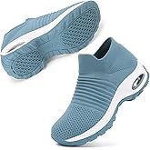 STQ Walking Shoes Women Slip on Sneakers Non Slip Work Arch Support Tennis Plantar Fasciitis Orthopedic Breathable Mesh Comfortable Ladies Nursing