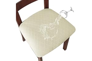 Genina Waterproof Seat Covers for Dining Room Chairs Covers Dining Chair Cover Kitchen Chair Covers (Beige, 4 Pcs)