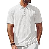 PJ PAUL JONES Mens Polo Shirts Short Sleeve Casual Textured Knit Polo Shirt for Men Golf Collared