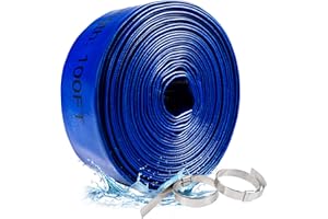 ZYfire Pool Backwash Hose with 2 Clamps - 2" x 100 FT PVC Lay Flat Discharge Hose Heavy Duty Reinforced Pool Hose Weather and Burst Resistant for Pool Drain, Sump Pump, Pool Filter