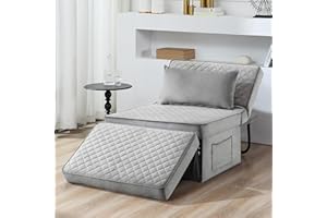 BIGSYY Sofa Bed, 4 in 1 Multi-Function Folding Ottoman Breathable Velvet Couch Bed with Adjustable Backrest Modern Convertible Chair for Living Room Apartment Office, Squared-Grey