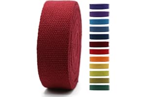 JACOB BICERRI 2" & 1.5'' & 1" Cotton Webbing - 5 Yards - 50+ Colors -%100 Natural Cotton - Turkish Weave - Heavy Duty 1 Inch 1.5 Inch 2 Inch Webbing for Sewing Straps Wrapping Climbing Indoors Craft DIY 11184…