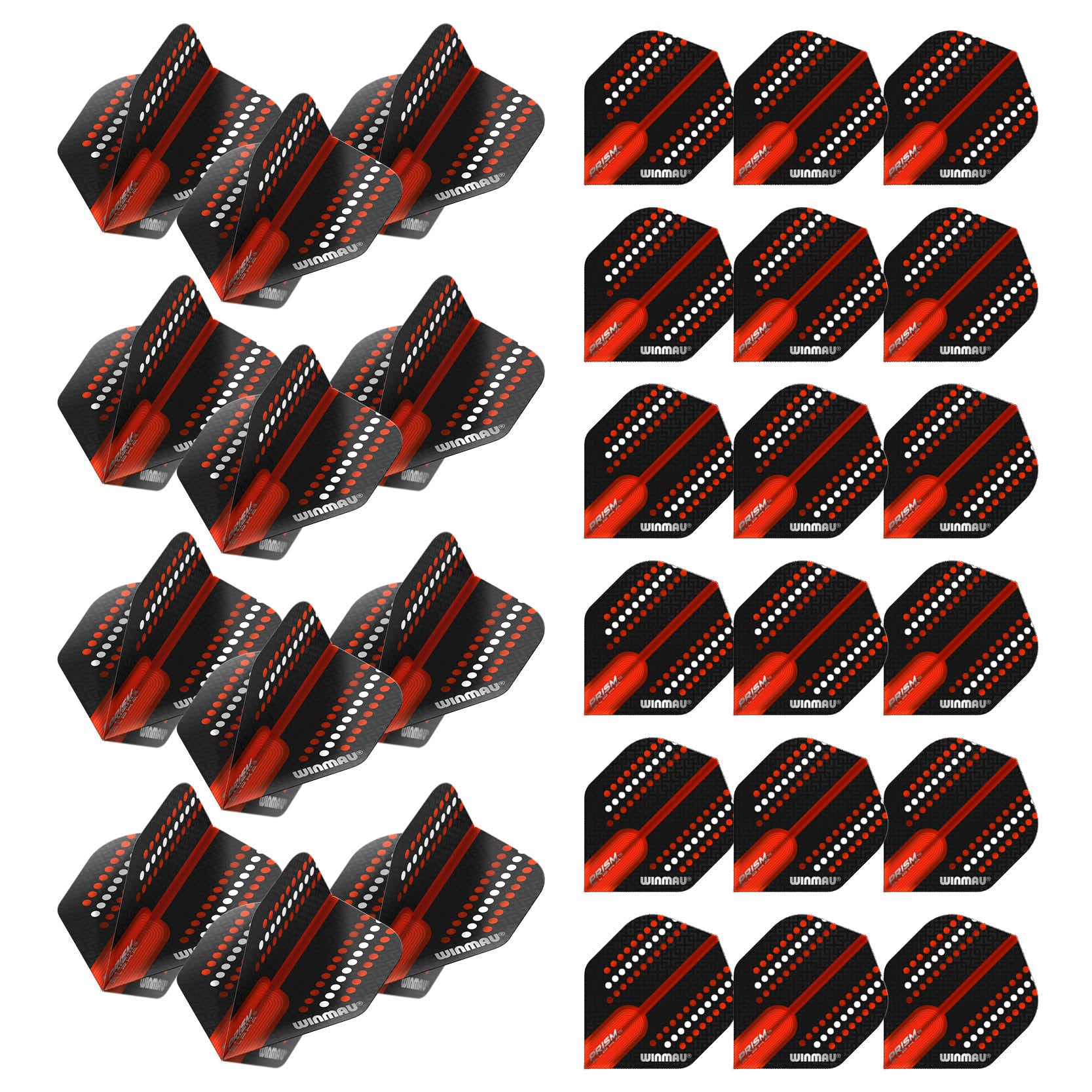 WINMAU Prism Alpha Black & Red Dot Design Extra Thick Dart Flights - 10 sets per pack (30 dart flights in total)
