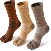ORVYTHA Merino Wool Toe Socks for Hiking Men Women,Crew Five Finger Socks | Prevent Blisters, Moisture Wicking, Compressive Arch Support, Reinforced Cushion, Secure Fit, Thermal Winter Warm, 3 Pairs