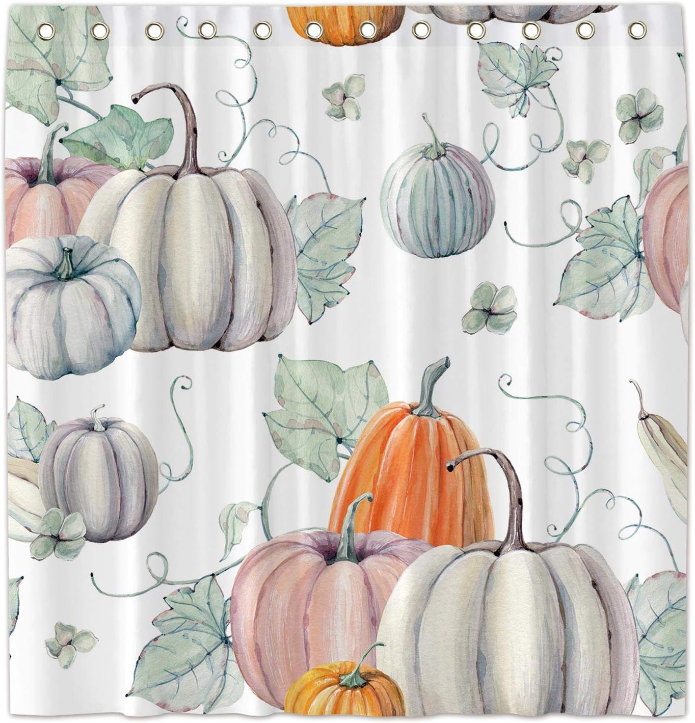 Allenjoy 72x72 Inch Watercolor Pumpkins Shower Curtain for