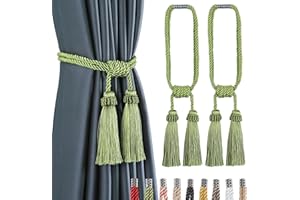 Fenghuangwu Magnetic Curtain Tiebacks Tassel Curtain Tieback Modern Handmade Tie Backs,Decorative Tassel Holdback for Draperi