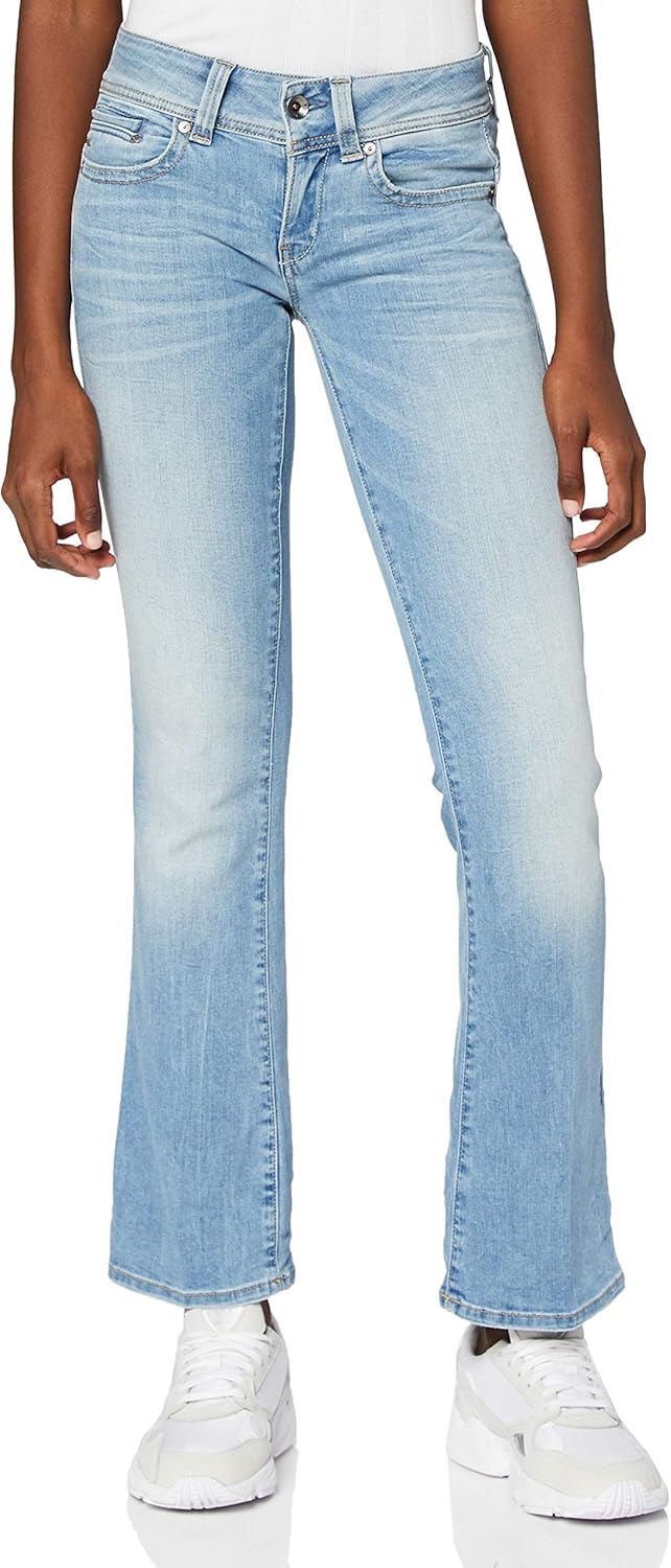 G-Star Raw Women's Midge Saddle Mid Rise Bootleg Fit Jean in Brantley Stretch Denim Light Aged 