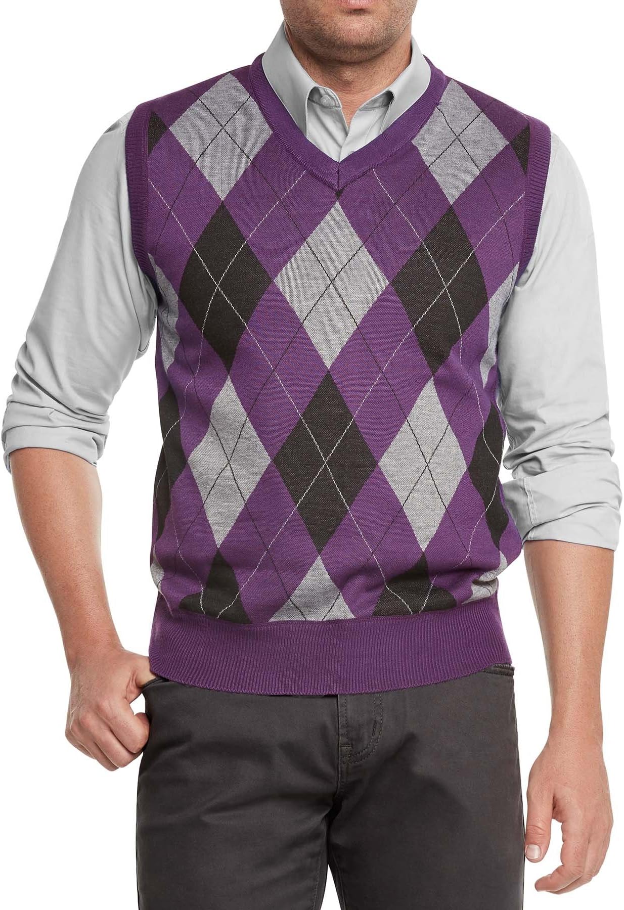 True Rock Men's Argyle V-Neck Sweater Vest