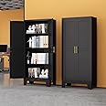 RISTERN Black Metal Storage Cabinet, 61" Steel Cabinets for Home Office, Kitchen Pantry Storage Cabinet with Doors and 3 Adjustable Shelves, Metal Tool Cabinet, for Office, Home, Garage, School