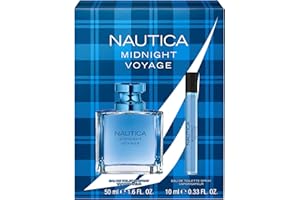 Nautica Midnight Voyage Giftset, 1.6oz EDT + 0.33 fl oz Pen Spray, Notes of Pink Pepper, Amber, and Mint, Men's Fragrance, Long Lasting, Everyday Fragrance, Travel Size