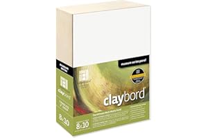 Ampersand Art Supply Wood Painting Panel: Museum Series Claybord, 8" x 10", 2" Cradled Profile
