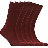 VRD Mens Dress Socks, Bamboo Rayon 5-Pack Solid Design Crew Length Mid-Calf Socks for Men Shoe Size 8-13