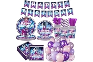Kpop Birthday Party Decorations Serve 24, 199Pcs K Pop Party Supplies, Dinner Plates Dessert Plates Napkins Cups Forks Pink P