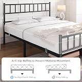 Yaheetech Double Metal Bed Frame 4ft6 with Headboard and Footboard Black view 6