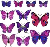 TUPARKA 36 Pieces 3D Butterfly Wall Stickers Purple PVC Magnets Dots view 5