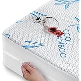 Cooling Bamboo Rayon Mattress Protector with Zipper - 100% Waterproof Size Mattress Cover - Soft & Breathable Jacquard Noisel