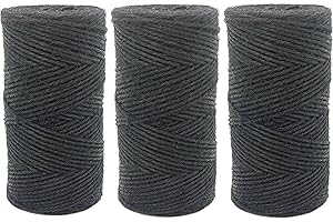Quotidian 1000 Feet (c. 333 Yards) 2mm 3 ply Black Jute Twine String Rolls for Artworks and Crafts, Gift Wrapping, Picture Display and Gardening (Black)