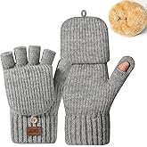 Yaopelky Convertible Fingerless Gloves for Women Men Winter Knit Mittens with Thumb Cap Thermal Half and Full Coverage