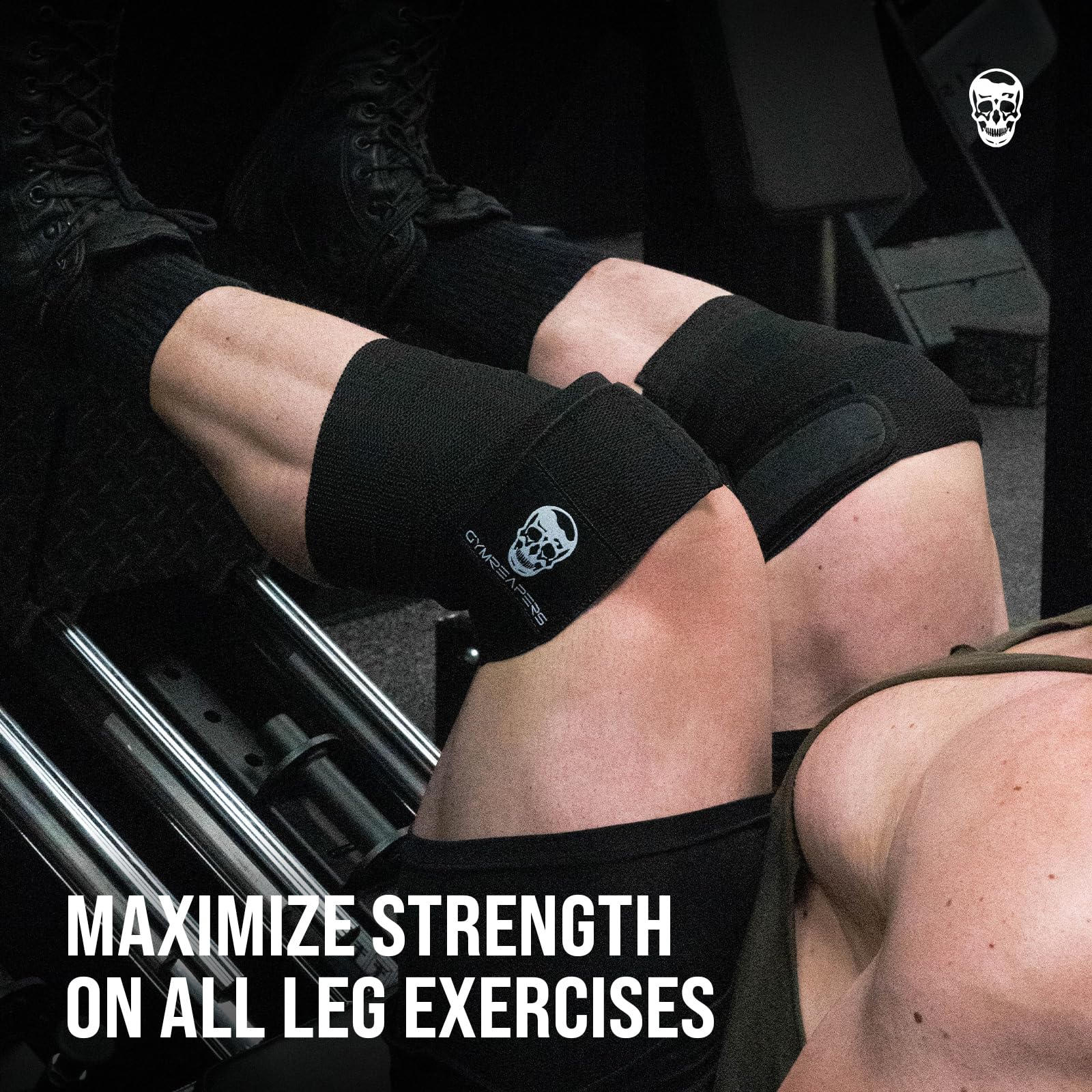 Gymreapers Knee Wraps for Squats and Powerlifting 72 Inch Compression Wraps with Strap for Men & Women Weightlifting Support