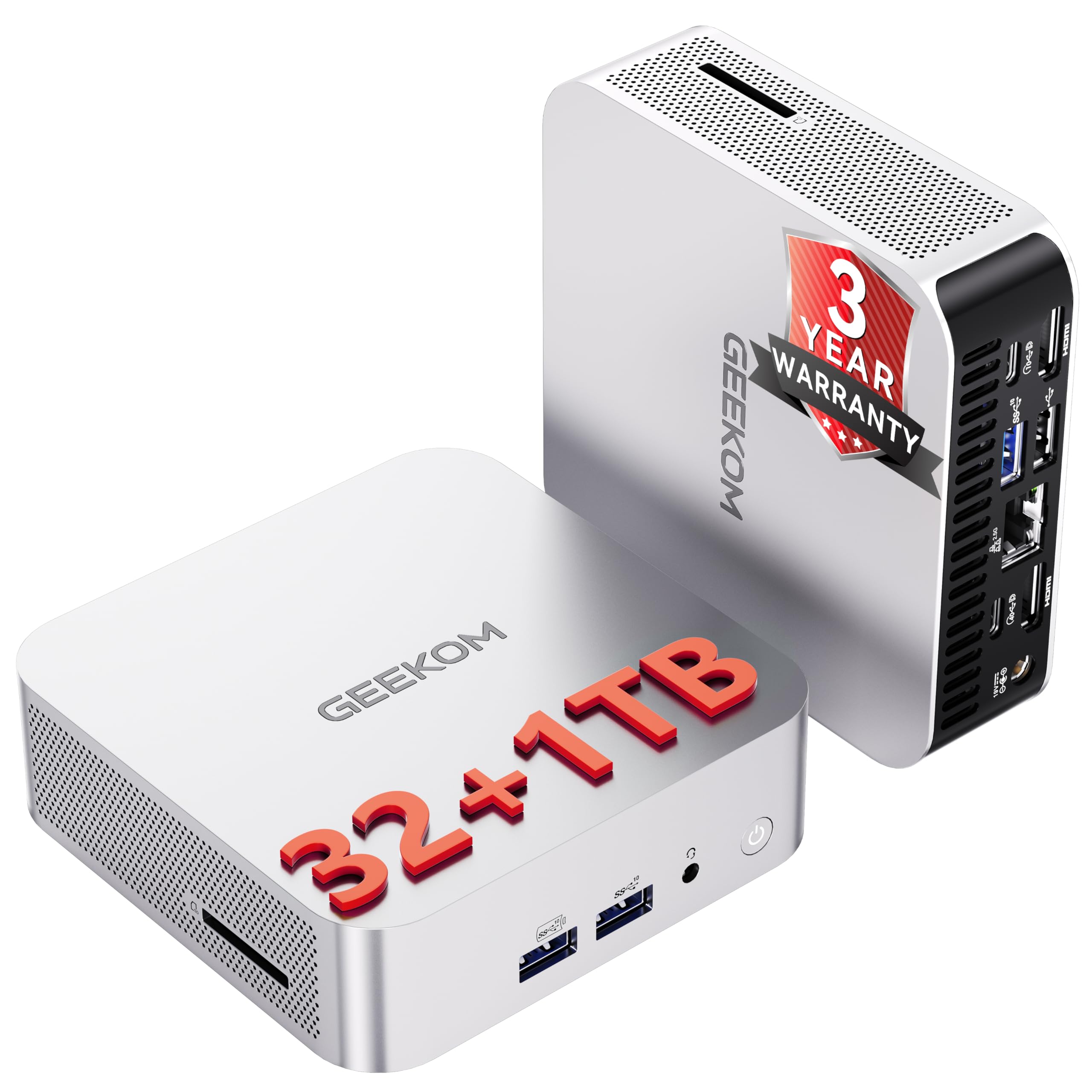 Geekom A6 Mini Pc Windows 11 Pro, With Amd Ryzen 7 6800 (Beats 4300U/5500U, Up To 4.7Ghz), 32Gb Ddr5 Ram &Amp; 1Tb Ssd, Dual Usb4.0 &Amp; Dual Hdmi Quad Display/Wifi 6E For Video Editing/Gaming/Graphic Design