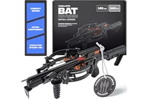 BALLISTA BAT Reverse Stock Draw Compound Crossbow for Hunting, Fishing and Target - Fast 340 fps, Powerful 150 lbs, Lightweight 4 lbs