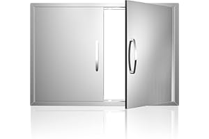 KODOM BBQ Access Door 31W x 24H Inch, Stainless Steel Double BBQ Doors,Weatherproof Outdoor Kitchen Doors for BBQ Island Outdoor Kitchen and Outside Cabinet