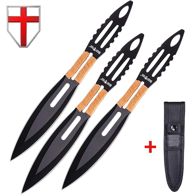 Tactical Survival Throwing Knife Set Three Full Tang Stainless Steel