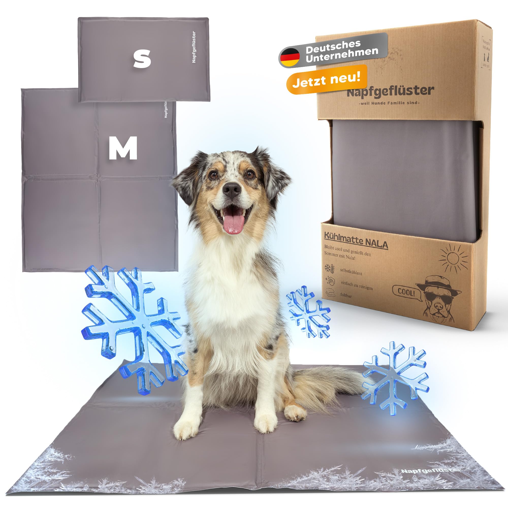 Napfgeflüster® - Nala Cooling Mat for Dogs Self Cooling Dog Mat Summer Cooling Pad Non-Slip Dog Mat for Home On the Go or in the Car Size (S)