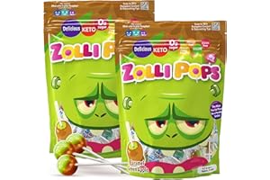 Zollipops Caramel & Green Apple, 10.4oz, Sugar-free, Allergy-free, Vegan, KETO & Diabetic Friendly, Clean Teeth Candy
