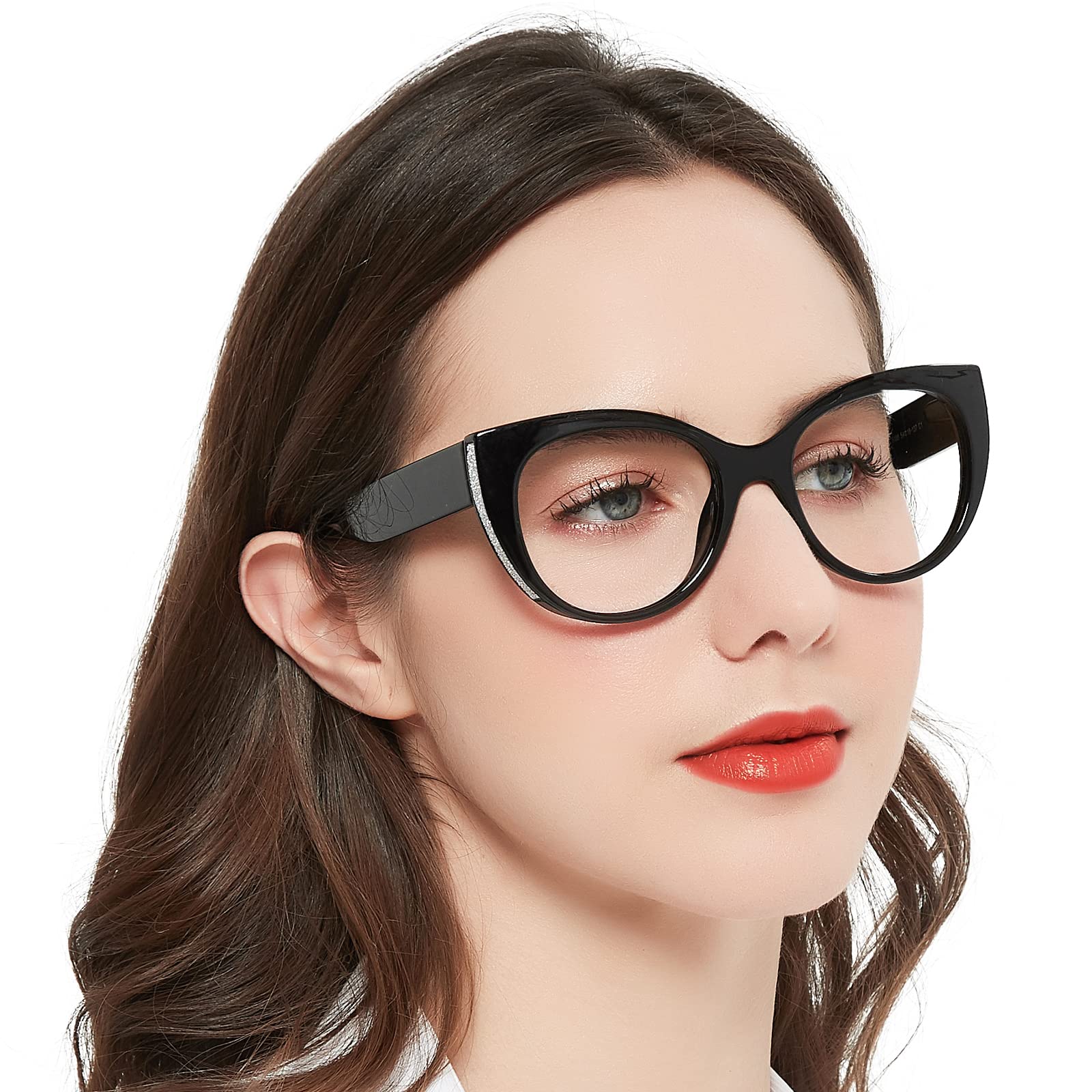 OCCI CHIARI Womens Reading Glasses +2.25 Fashion Cat-eye Glasses for Women Wide Legs Glasses for Reading Spring Hinge(Black,225) — image 1