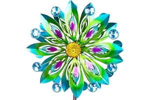Viveta Kinetic Wind Spinner, 53 inch Outdoor Metal Wind Spinners for Yard and Garden, Double Windmill with Stable Stake