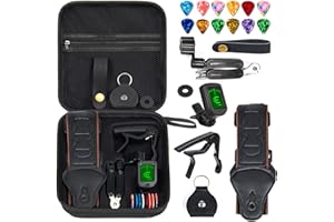 ASZUNE Guitar Accessories Kit:Strap,Capo,Picks,GuitaTuner,guitar string winders,Premium Guitar Gifts for Men, Beginners