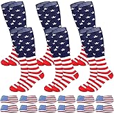 Panitay 12 Pcs USA 250th Sport Accessories 6 Softball Soccer Socks 6 Glitter Eye Black Stickers for Youth Women Adult Supplies