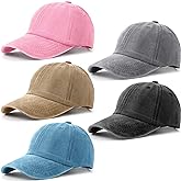 5 Pieces Unisex Cotton Vintage Baseball Cap Low Profile Unstructured Baseball Hat Washed Distressed Twill Adjustable Dad Hat