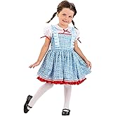 Farm Girl Wizard of Oz Costume Dress, Gingham Pinafore, White Blouse