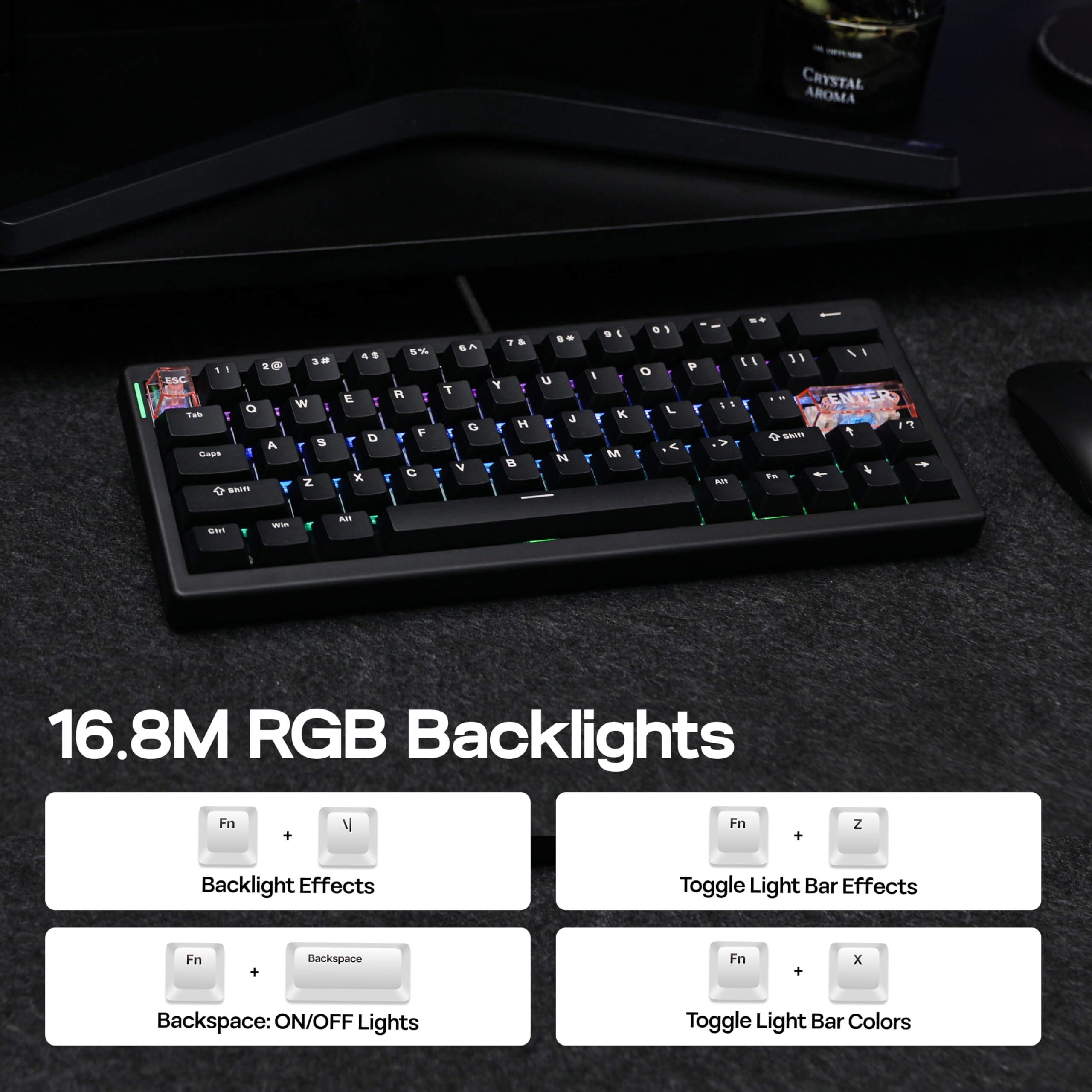 CIDOO C60 HE Wired Rapid Fast Gaming Keyboard with Silent Magnetic Switch, Hall Effect Keyboard with 8K Polling Rate, 0.125ms Latency, 63-Key Compact Layout, Hot-Swappable (Black)
